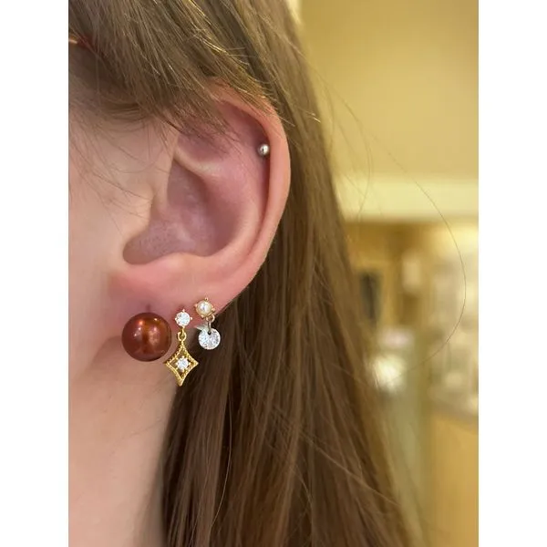 Sterling Silver 9-10mm Dyed Chocolate Fresh Water Pearls Studs Image 2 Conti Jewelers Endwell, NY