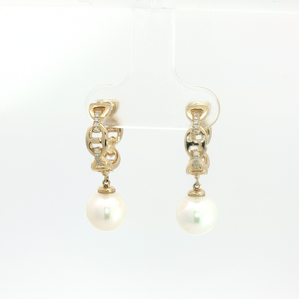 6.3 cttw. Pearl and Diamond Dangle Earrings in 14k Yellow Gold Conti Jewelers Endwell, NY