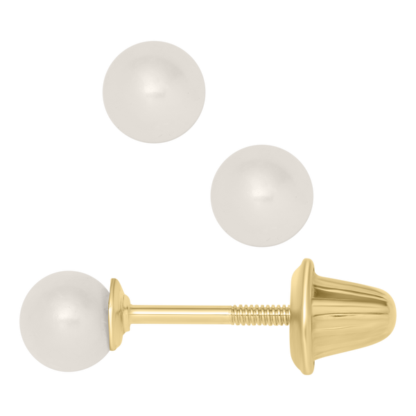 14K YG 4mm PEARL SAFETY EARRING Conti Jewelers Endwell, NY