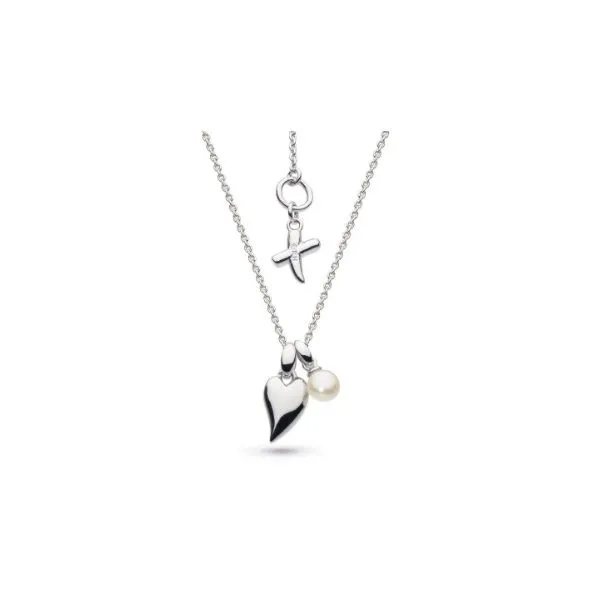 Kit Heath Desire Kiss Crush Mini Heart Rhodium Plate Freshwater Pearl Briolette Necklace Conti Jewelers Endwell, NY