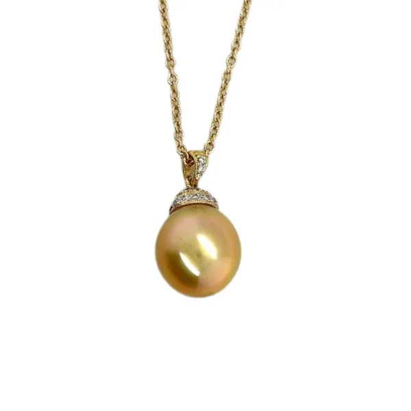Golden 12.5 mm South Sea Pearl & Diamond Pendant Conti Jewelers Endwell, NY