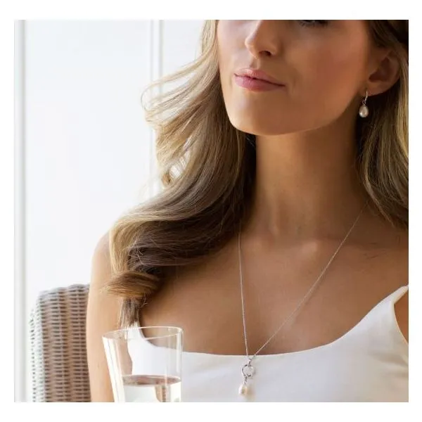 Revival Pearl Link Drop Necklace in Sterling Silver Image 2 Conti Jewelers Endwell, NY