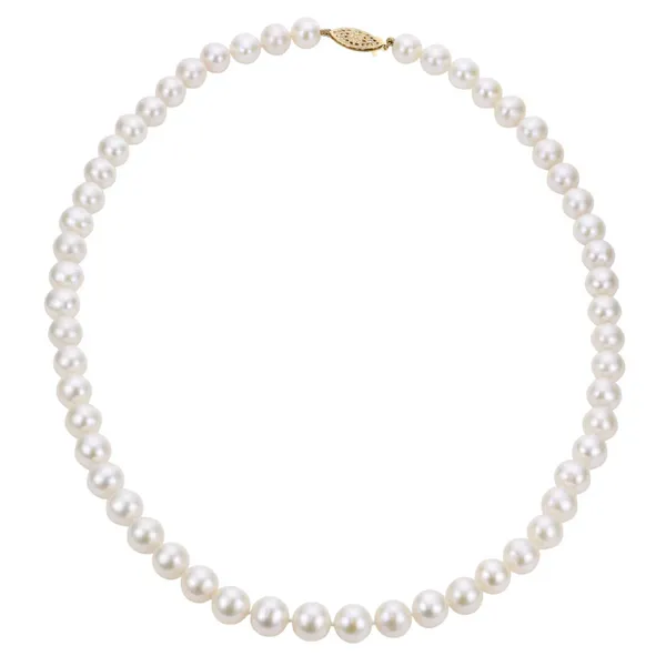 6.0 - 6.5mm White Freshwater Pearl Strand in 14k Yellow Gold, 17