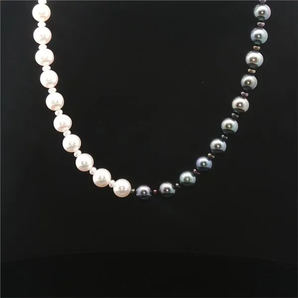 Black & White Fresh Water Pearl Half & Half Necklace in Sterling Silver Conti Jewelers Endwell, NY