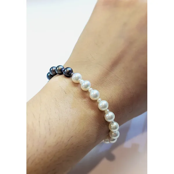 Sterling Silver Black & White Fresh Water Pearl Half & Half Bracelet Image 2 Conti Jewelers Endwell, NY