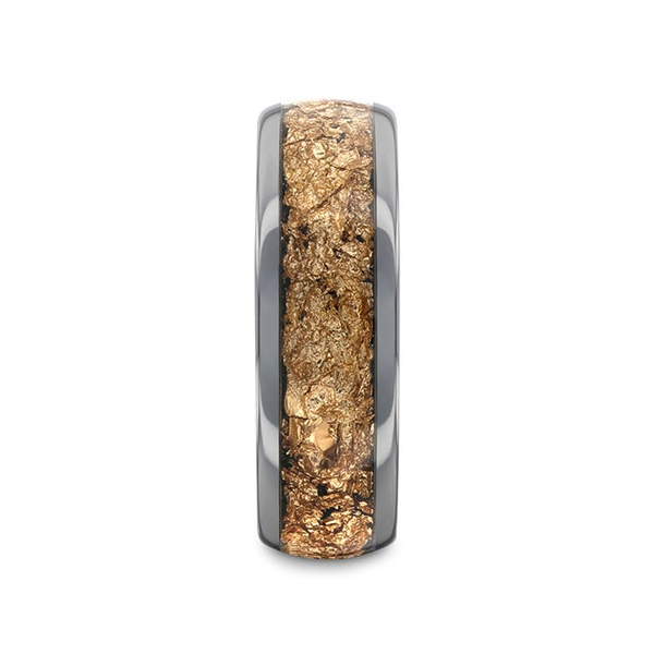 LUXE Tungsten and Decorative Gold Flakes Inlay - 8mm Image 2 Conti Jewelers Endwell, NY