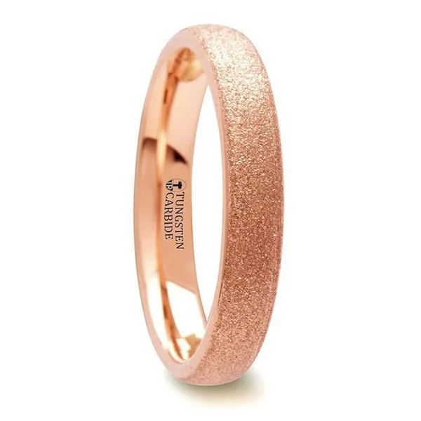 EMBER Domed Womens Rose Gold Plated Tungsten Carbide Ring with Sandblasted Crystalline Finish - 4mm Conti Jewelers Endwell, NY