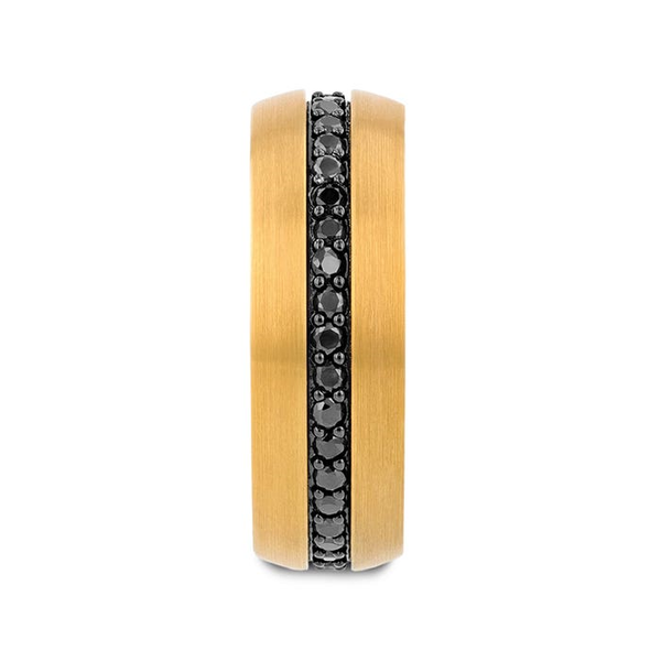 Auryn Gold Plated Tungsten Ring with Black Sapphires - 8mm Image 2 Conti Jewelers Endwell, NY