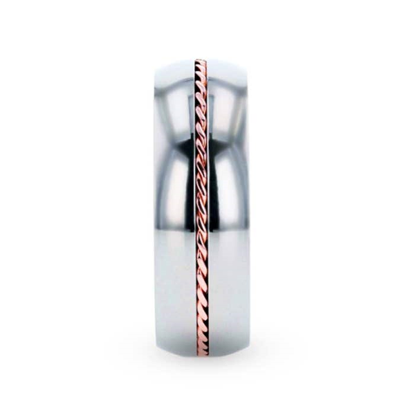 CONDUCTOR Titanium Domed Polished Wedding Ring With 14k Rose Gold Braided Inlay - 8mm Image 2 Conti Jewelers Endwell, NY