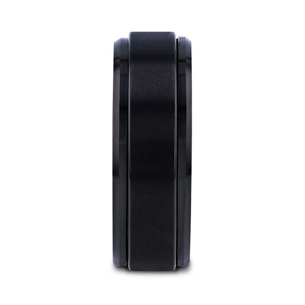 REVOLVE Black Tungsten Brushed Finish Spinner Ring Polished Base Spinning Wedding Band - 6mm & 8mm Image 2 Conti Jewelers Endwell, NY