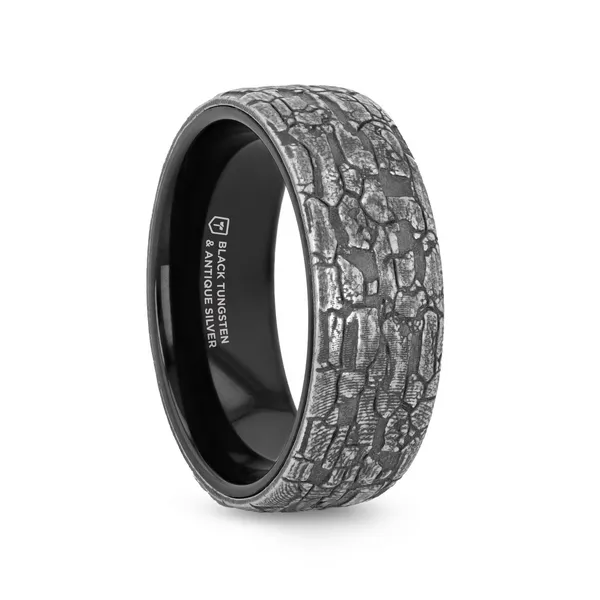 BrookStone Black Tungsten W/ Sterling Silver Stonework Pattern Conti Jewelers Endwell, NY