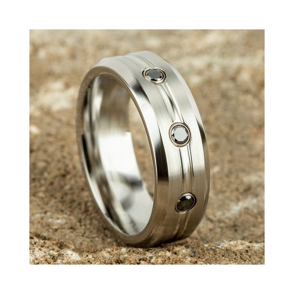 Men's Black Diamond Wedding Band in Cobalt Chrome Image 2 Conti Jewelers Endwell, NY