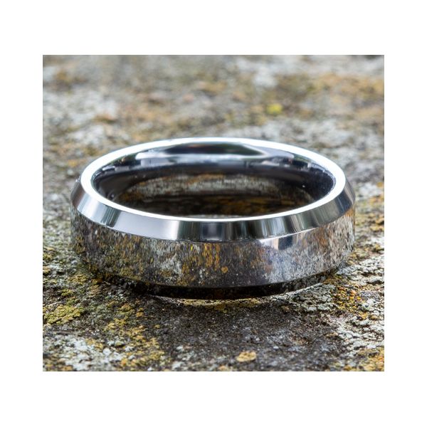Men's 7mm Wedding Band with Beveled Edges in Tungsten Image 2 Conti Jewelers Endwell, NY