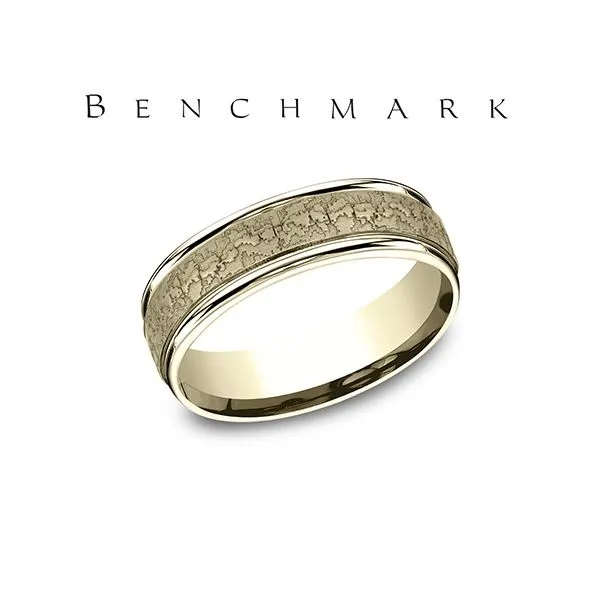 Raised Fault Line Men's Wedding Band in 14k Gold Conti Jewelers Endwell, NY