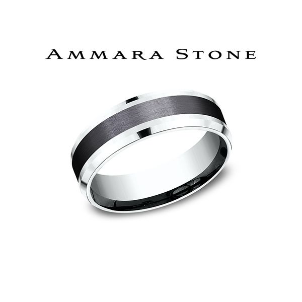 Classic Men's Wedding Band in 14k White Gold & Black Titanium Conti Jewelers Endwell, NY