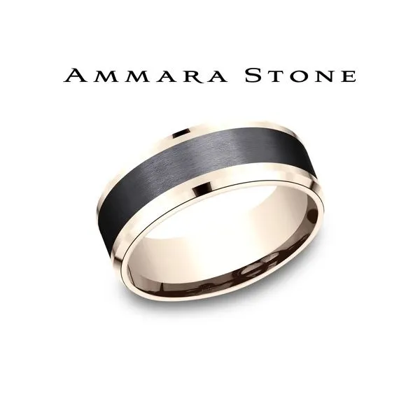 Classic Men's Wedding Band in 14k Rose Gold & Black Titanium Conti Jewelers Endwell, NY