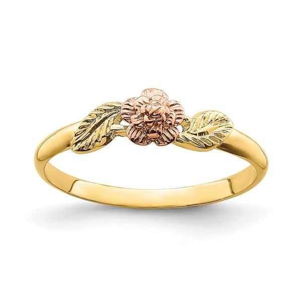 Two Tone Leaves with Flower Ring in 14k Gold Conti Jewelers Endwell, NY