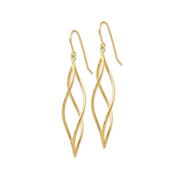 14k Polished Long Twisted Dangle Earrings Image 2 Conti Jewelers Endwell, NY