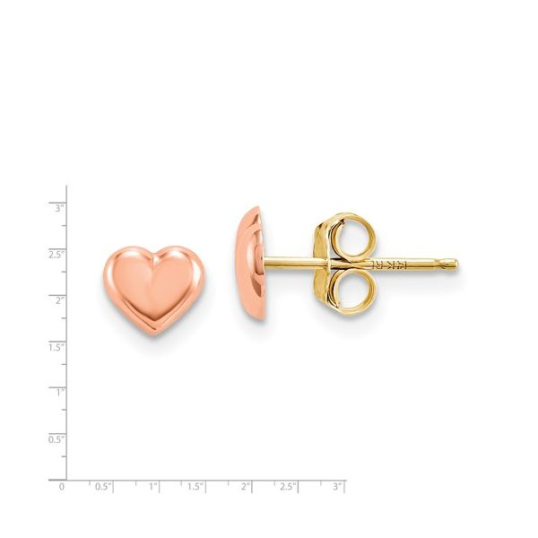 14k Madi K Rose Gold Heart Post Earrings Image 2 Conti Jewelers Endwell, NY