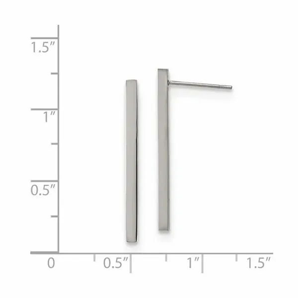 Stainless Steel Polished Bar Post Earrings Image 2 Conti Jewelers Endwell, NY