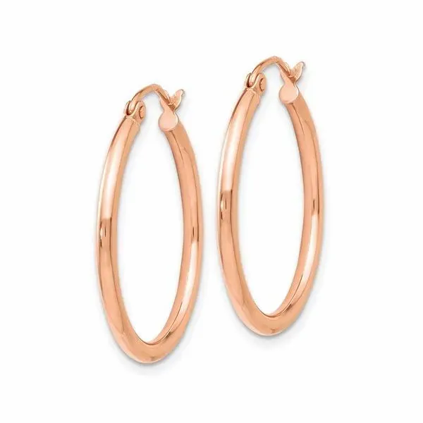 Leslie's 14K Rose Gold 2mm Polished Hoop Earrings Image 2 Conti Jewelers Endwell, NY