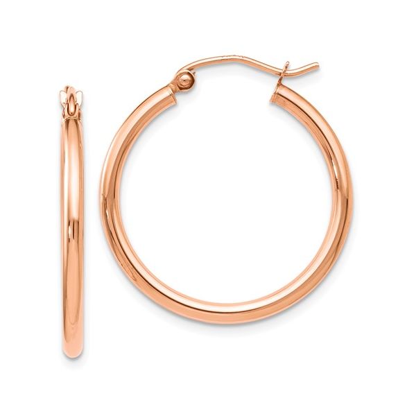 Leslie's 14K Rose Gold 2mm Polished Hoop Earrings Conti Jewelers Endwell, NY