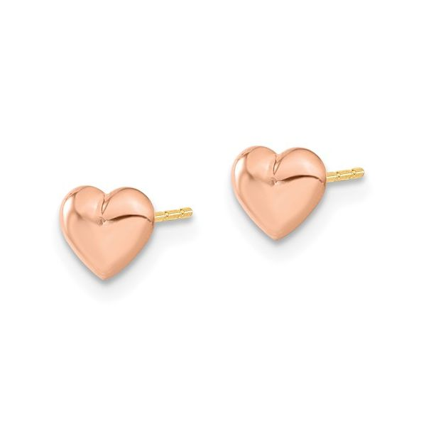 14k Madi K Rose Gold Heart Post Earrings Image 2 Conti Jewelers Endwell, NY