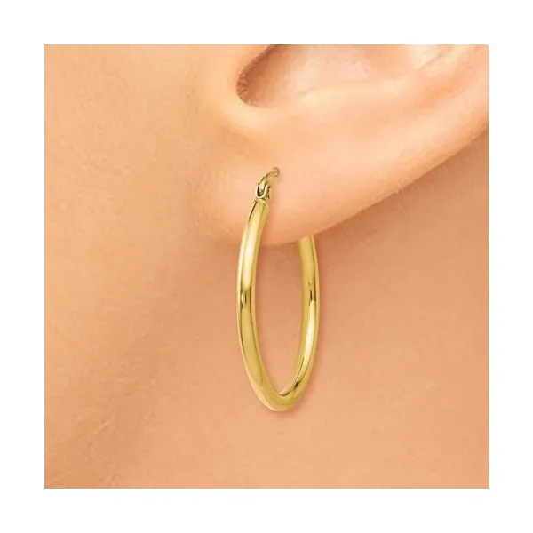 Leslie's 14K Polished Hoop Earrings Image 3 Conti Jewelers Endwell, NY