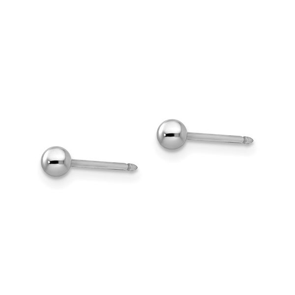 3mm Ball Stud Piercing Earrings in 14K White Gold Image 2 Conti Jewelers Endwell, NY