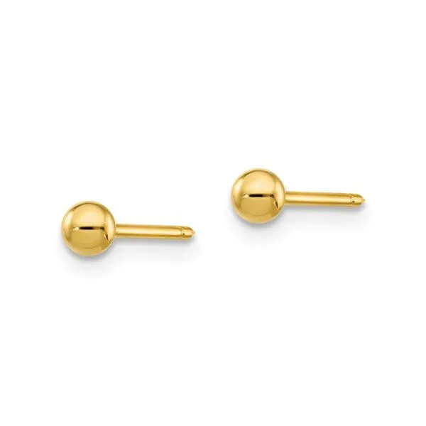 Child's 3mm Ball Stud Piercing Earrings in 14K Gold - Short Post Image 2 Conti Jewelers Endwell, NY