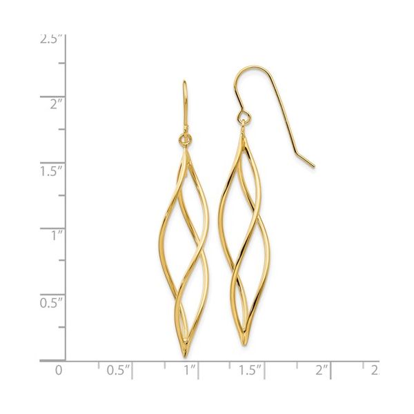 14k Polished Long Twisted Dangle Earrings Image 3 Conti Jewelers Endwell, NY