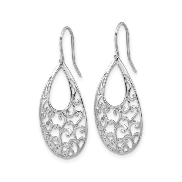 10K White Gold Filigree Dangle Earrings Image 2 Conti Jewelers Endwell, NY