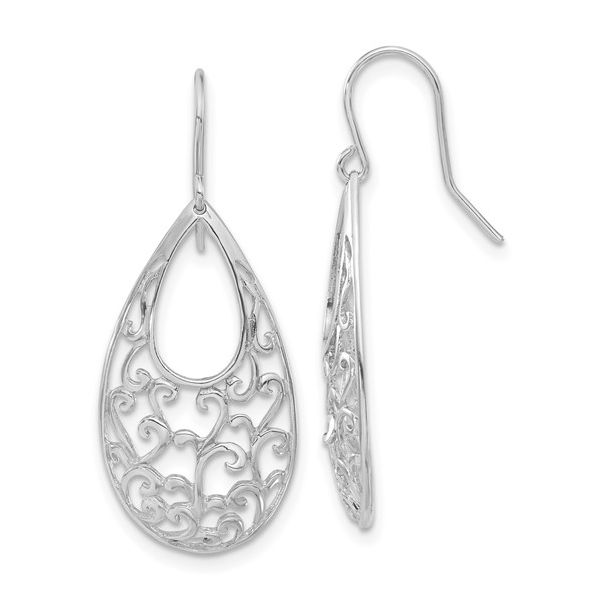 10K White Gold Filigree Dangle Earrings Conti Jewelers Endwell, NY
