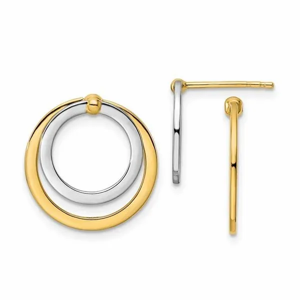 14k Two-tone Circle Front and Back Post Earrings Conti Jewelers Endwell, NY