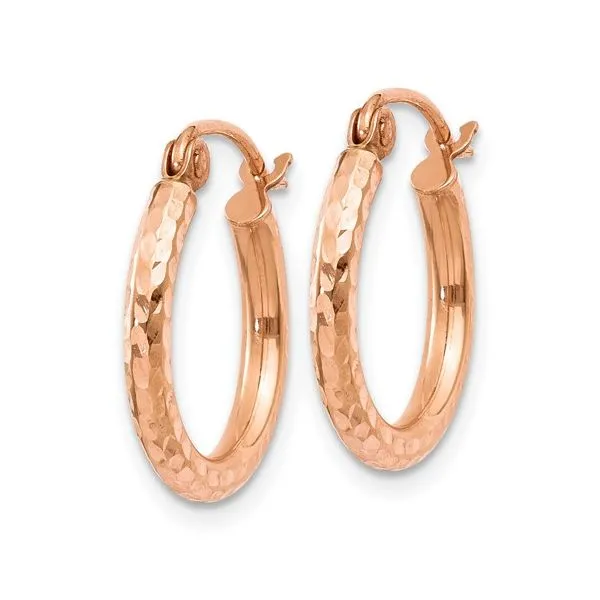 14k Rose Gold Lightweight Diamond-cut Hoop Earrings Image 2 Conti Jewelers Endwell, NY