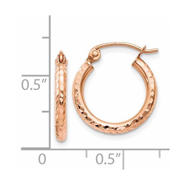 14k Rose Gold Lightweight Diamond-cut Hoop Earrings Image 3 Conti Jewelers Endwell, NY