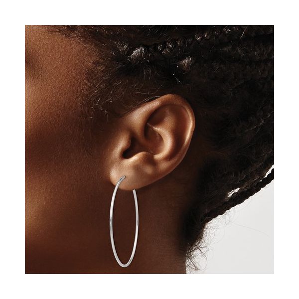14k WG 44mm Endless Tube Hoop Earrings Image 3 Conti Jewelers Endwell, NY