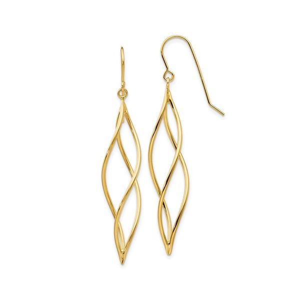 14k Polished Long Twisted Dangle Earrings Conti Jewelers Endwell, NY