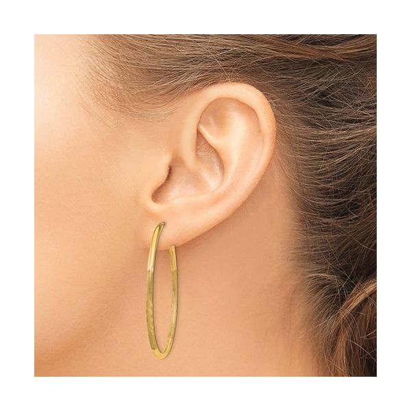 14k 2mm Satin Diamond-cut Endless Hoop Earrings Image 3 Conti Jewelers Endwell, NY
