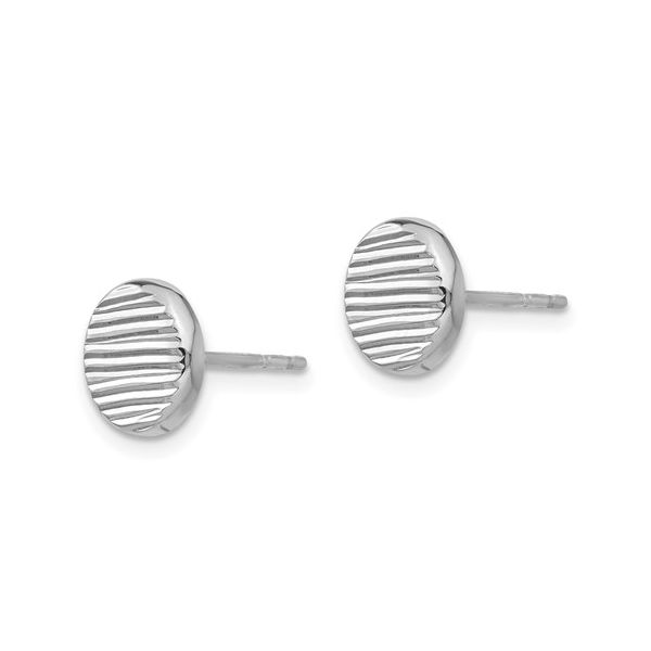 Leslie's 14K White Gold Polished and Textured Small Disc Post Earrings Image 2 Conti Jewelers Endwell, NY