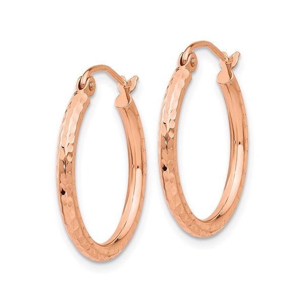 14k Rose Gold Diamond-cut Polished Hoop Earrings Image 2 Conti Jewelers Endwell, NY