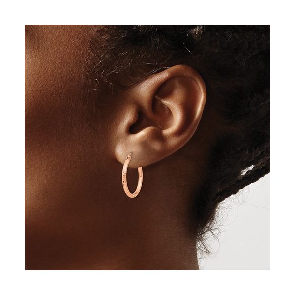 14k Rose Gold Diamond-cut Polished Hoop Earrings Image 3 Conti Jewelers Endwell, NY