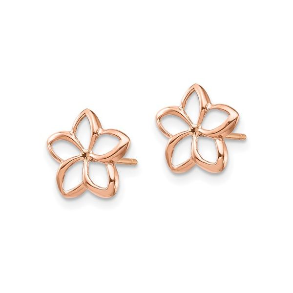 Rose Gold Plumeria Stud Earrings Conti Jewelers Endwell, NY