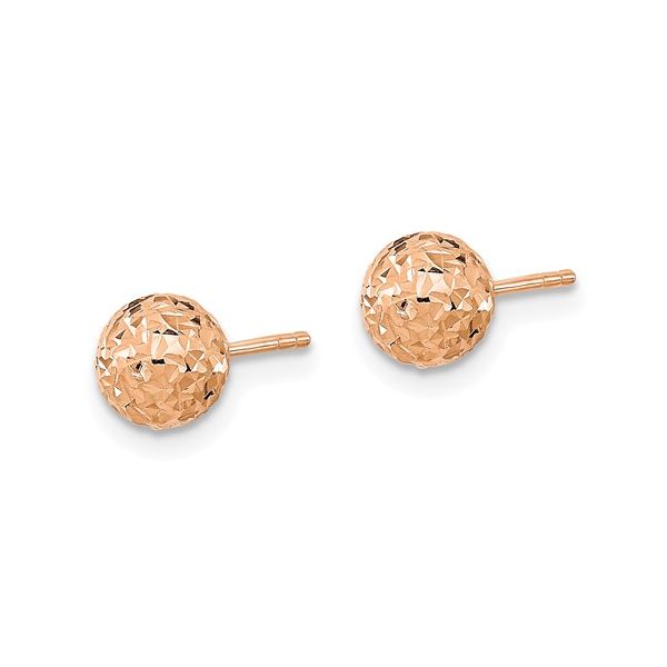Rose Gold Diamond-Cut Ball Stud Earrings Image 2 Conti Jewelers Endwell, NY