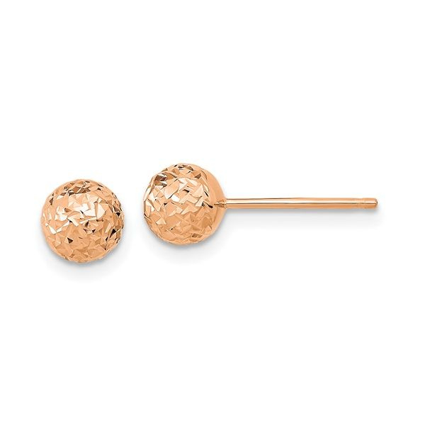 Rose Gold Diamond-Cut Ball Stud Earrings Conti Jewelers Endwell, NY
