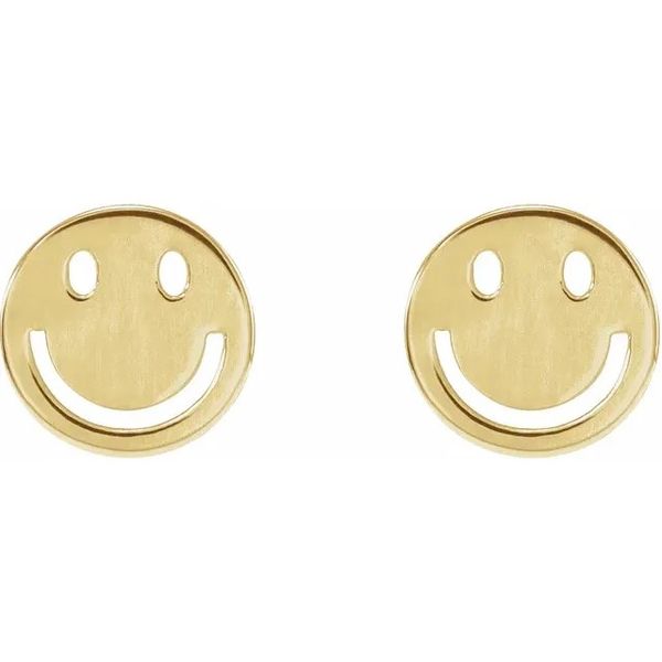 Smiley Face Earrings in 14k Yellow Gold Image 2 Conti Jewelers Endwell, NY
