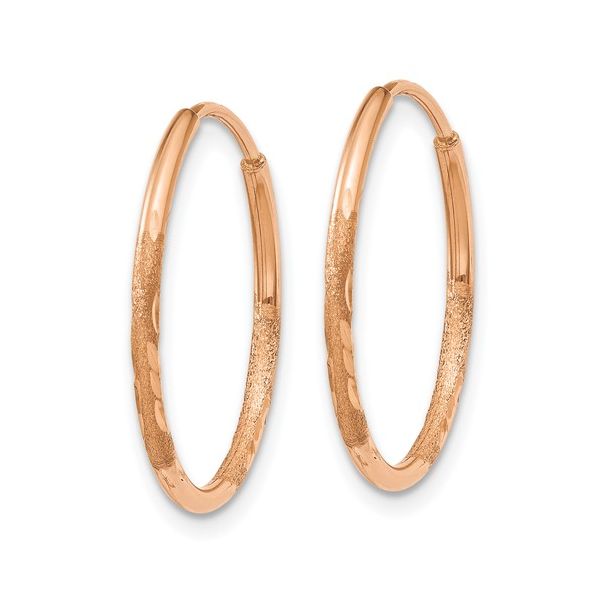 14k Rose Gold 1.25mm Diamond-cut Endless Hoop Earring Image 2 Conti Jewelers Endwell, NY