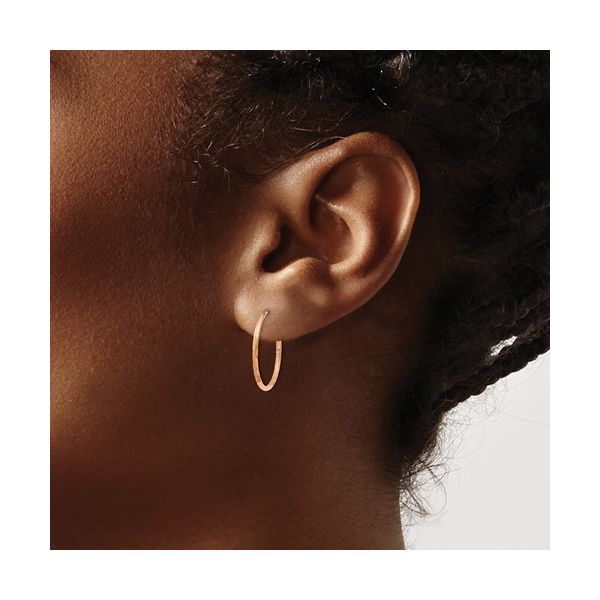 14k Rose Gold 1.25mm Diamond-cut Endless Hoop Earring Image 3 Conti Jewelers Endwell, NY