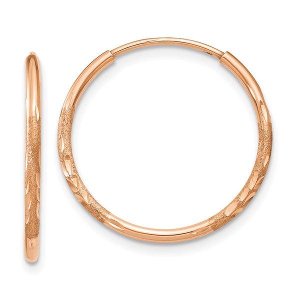 14k Rose Gold 1.25mm Diamond-cut Endless Hoop Earring Conti Jewelers Endwell, NY