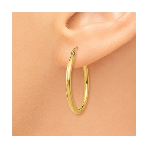 Polished Hoop Earrings in 14k Yellow Gold Image 3 Conti Jewelers Endwell, NY